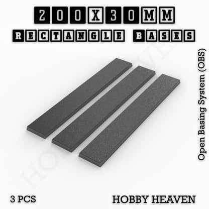 Rectangle Bases Range Sizes - 125x50mm to 200x175mm Large Sizes 3d Print Full Range Tabletop Games