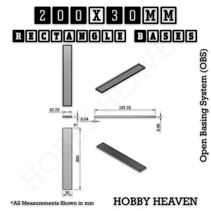 Rectangle Bases Range Sizes - 125x50mm to 200x175mm Large Sizes 3d Print Full Range Tabletop Games
