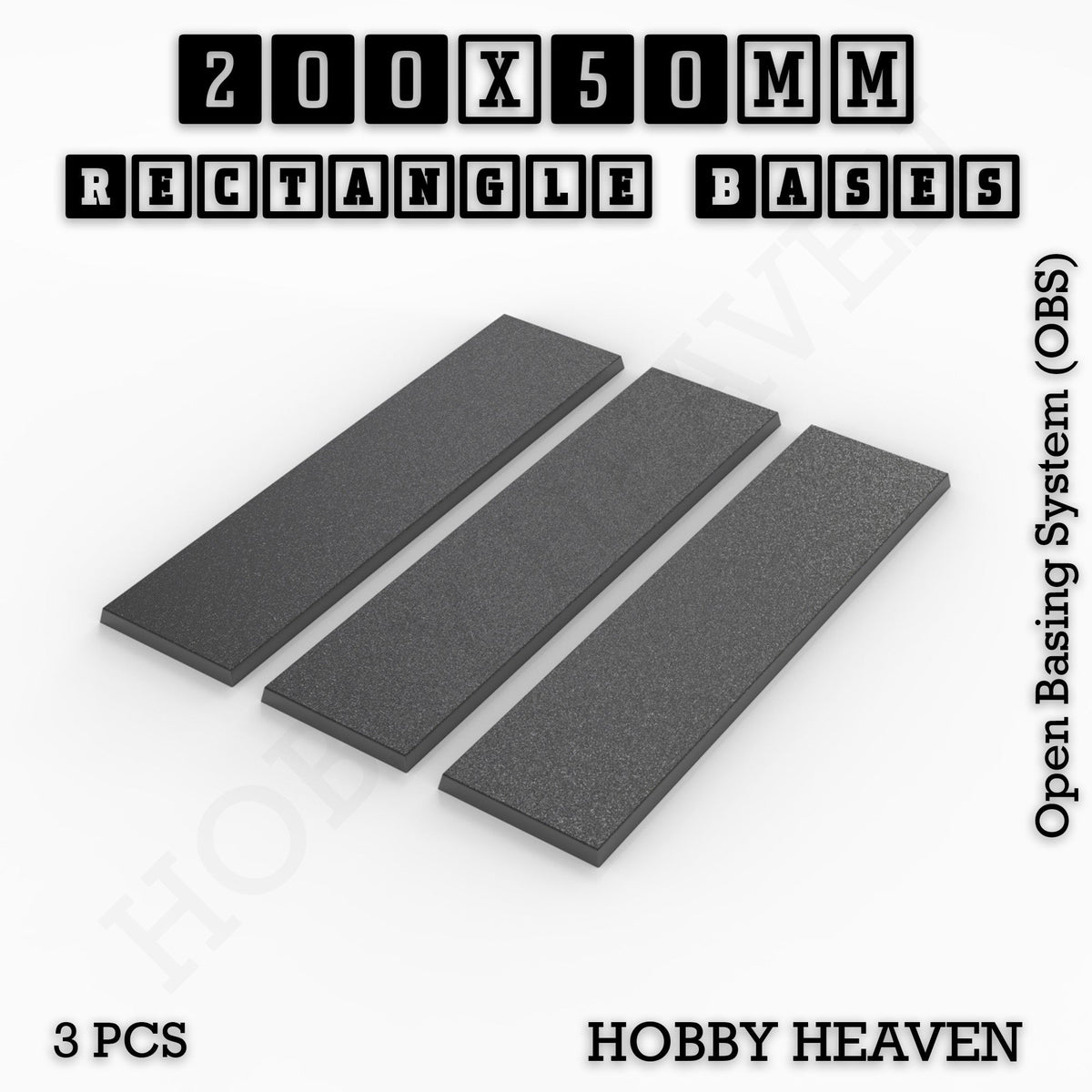 Rectangle Bases Range Sizes - 125x50mm to 200x175mm Large Sizes 3d Print Full Range Tabletop Games