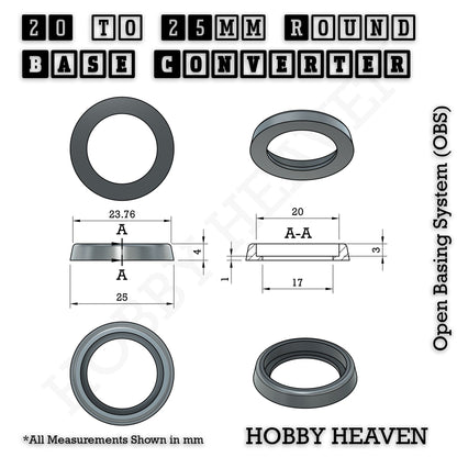 Round to Round Base Converters 3D Print Full Range