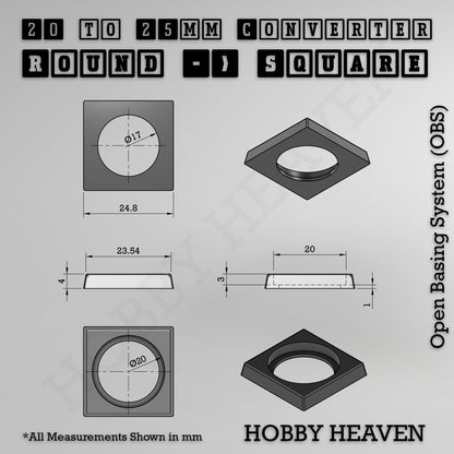 Round to Square Bases Shape and Size Converters 3d Print Full Range