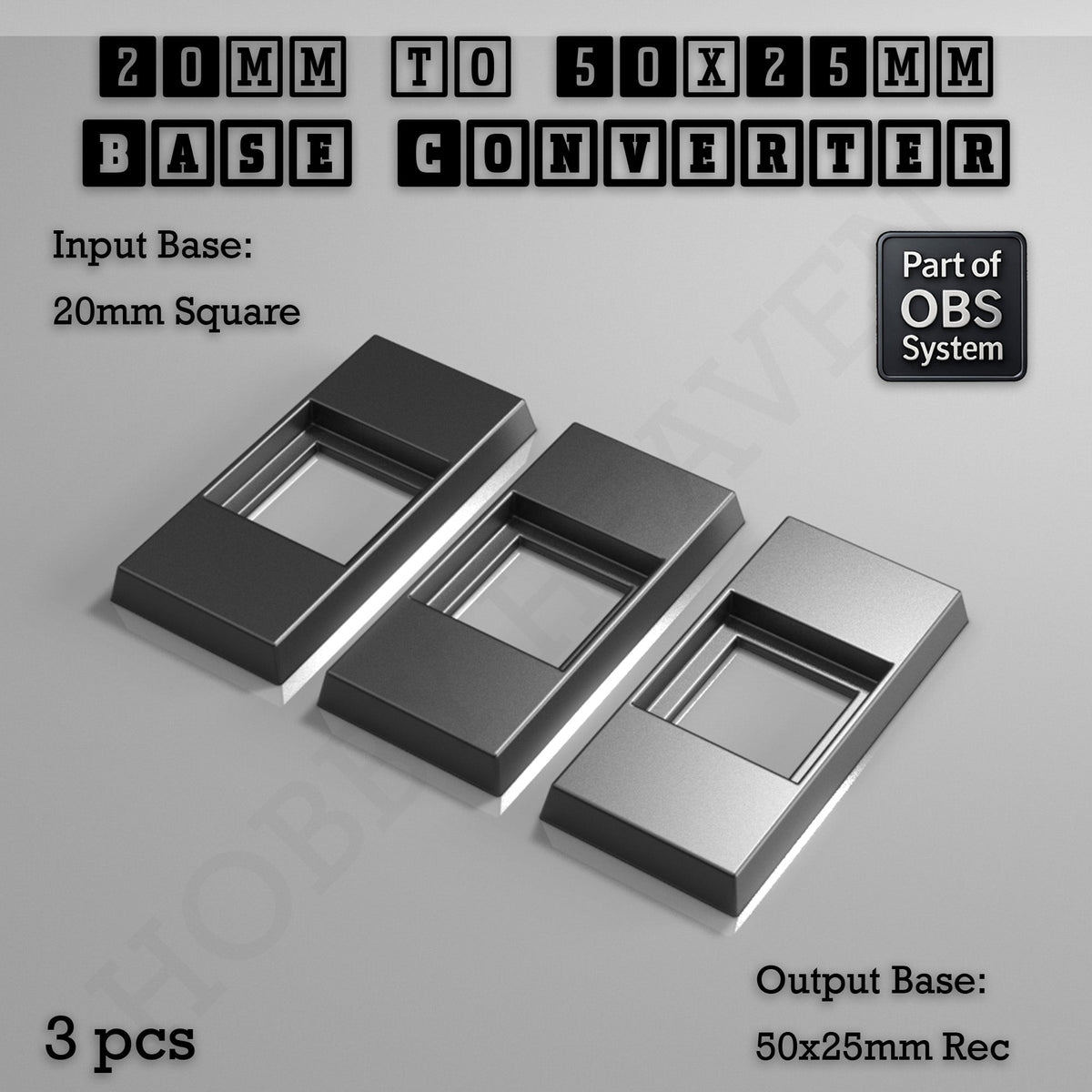 Square to Rectangle Bases Size Converters 3d Print Full Range