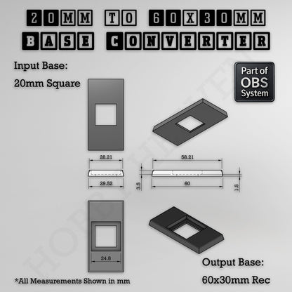 Square to Rectangle Bases Size Converters 3d Print Full Range