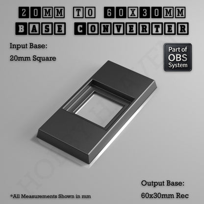 Square to Rectangle Bases Size Converters 3d Print Full Range