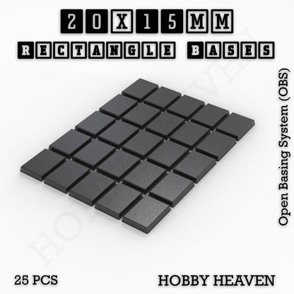 Rectangle Bases Small Sizes - 20x15mm to 75x25mm and up to 60x50mm Wide - 3D Print Tabletop Games
