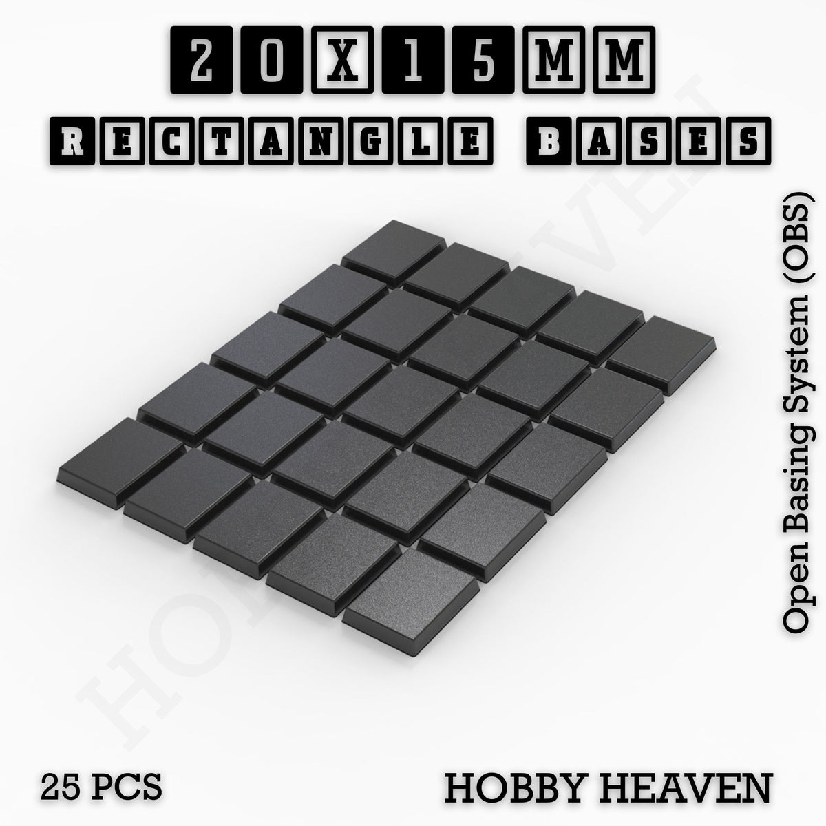 Rectangle Bases Medium Sizes - 75x30mm to 125x40mm and up to 100x90mm Wide - 3D Print Tabletop Games