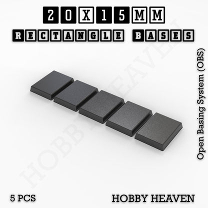 Rectangle Bases Small Sizes - 20x15mm to 75x25mm and up to 60x50mm Wide - 3D Print Tabletop Games