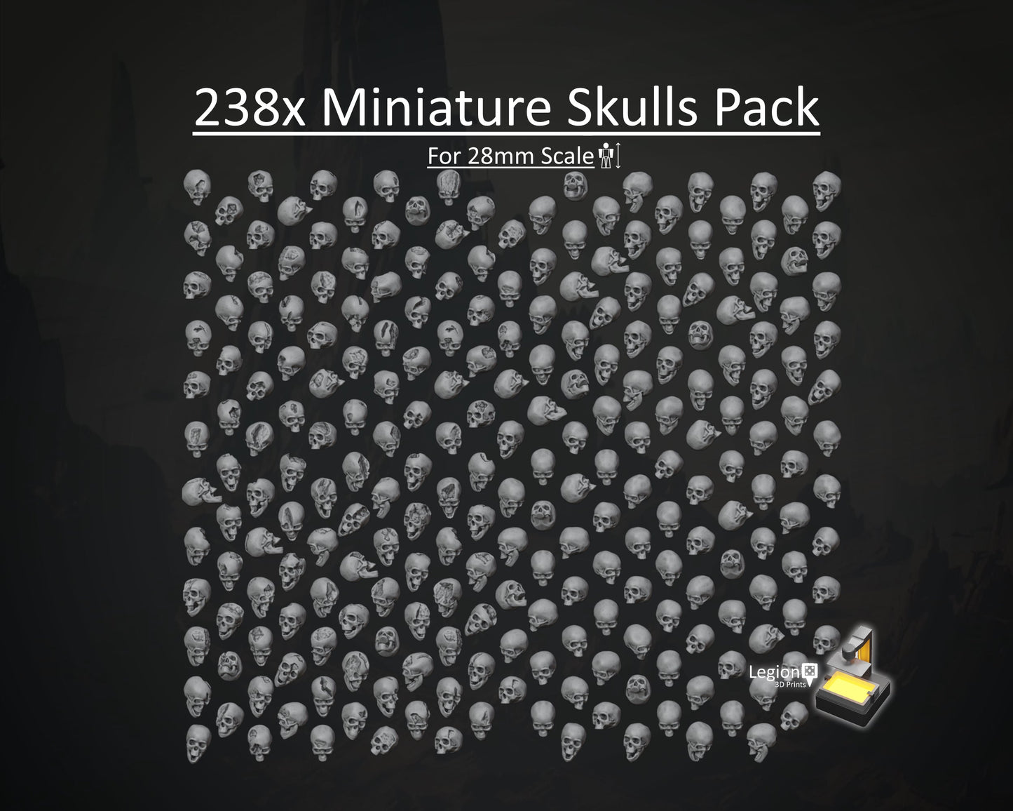 238x Skulls Pack - for Basing 28mm Miniature Scatter Scenery Wargaming Model Bits AoS 30k
