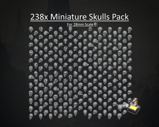 238x Skulls Pack - for Basing 28mm Miniature Scatter Scenery Wargaming Model Bits AoS 30k