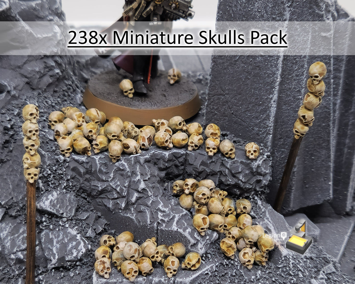 238x Skulls Pack - for Basing 28mm Miniature Scatter Scenery Wargaming Model Bits AoS 30k