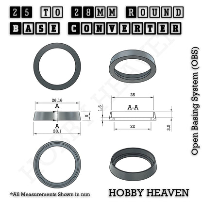 Round to Round Base Converters 3D Print Full Range