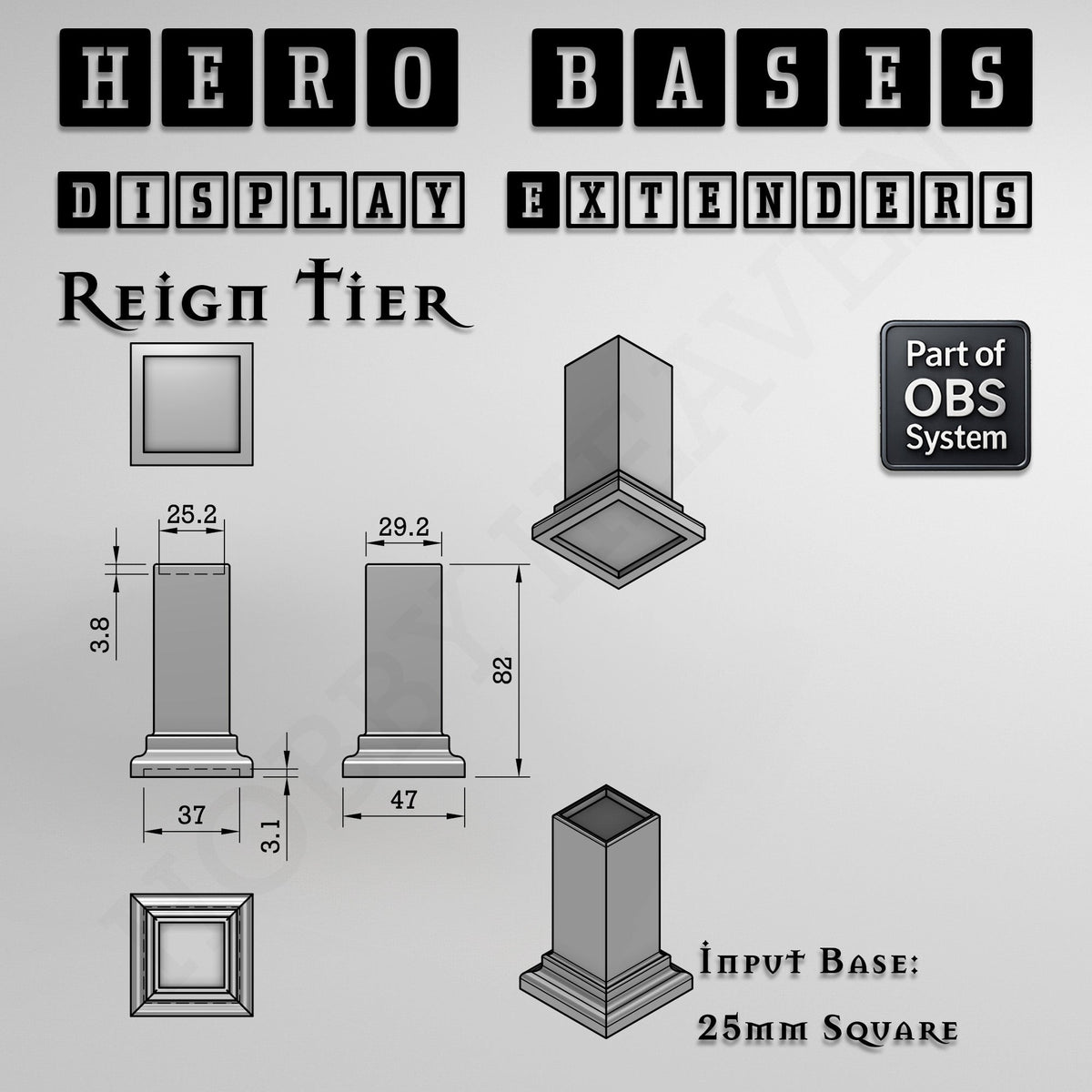 Hero Bases Display Extenders | Squares and Rectangles | Convert Gaming Bases to Display Bases & Plinths