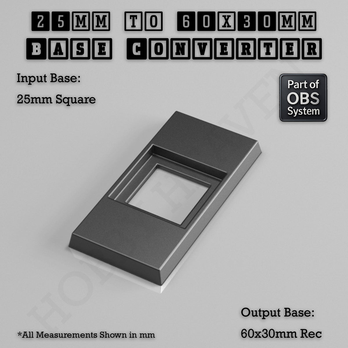 Square to Rectangle Bases Size Converters 3d Print Full Range