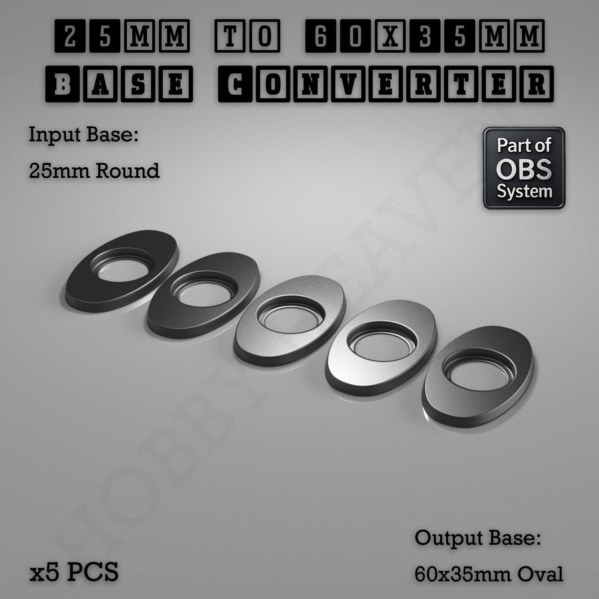 Round To Oval Bases Size Converters 3d Print Full Range