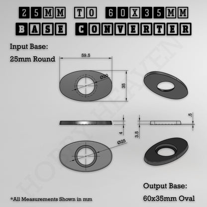 Round To Oval Bases Size Converters 3d Print Full Range