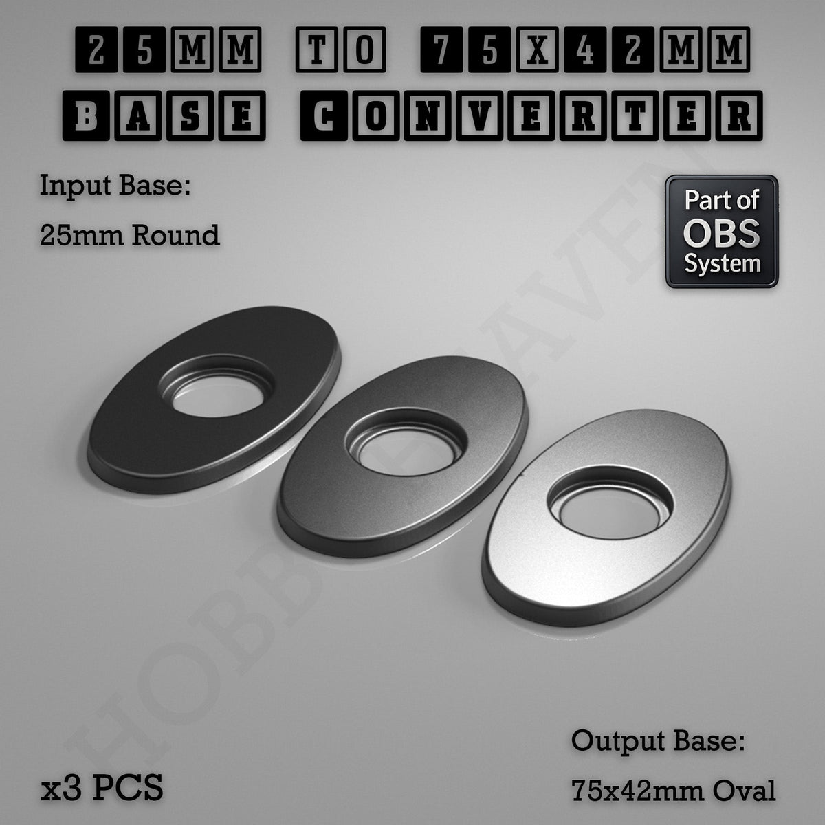 Round To Oval Bases Size Converters 3d Print Full Range