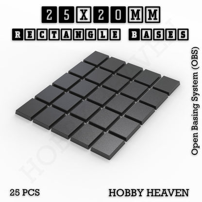 Rectangle Bases Small Sizes - 20x15mm to 75x25mm and up to 60x50mm Wide - 3D Print Tabletop Games