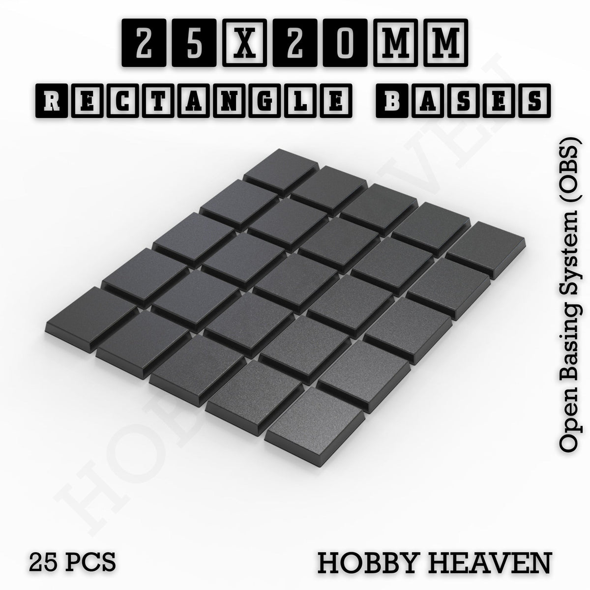 Rectangle Bases Medium Sizes - 75x30mm to 125x40mm and up to 100x90mm Wide - 3D Print Tabletop Games