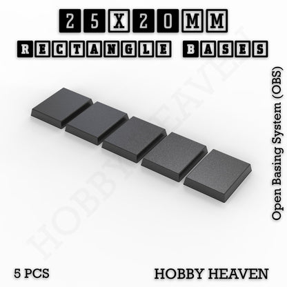 Rectangle Bases Small Sizes - 20x15mm to 75x25mm and up to 60x50mm Wide - 3D Print Tabletop Games