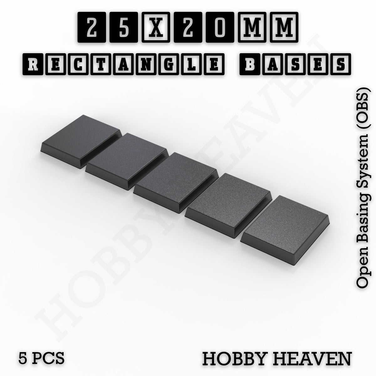 Rectangle Bases Medium Sizes - 75x30mm to 125x40mm and up to 100x90mm Wide - 3D Print Tabletop Games