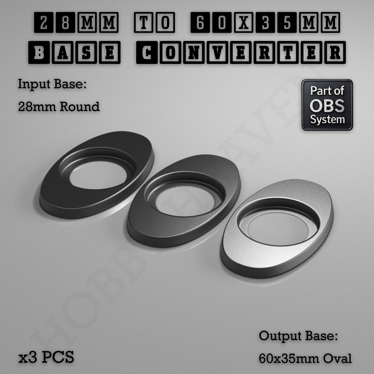 Round To Oval Bases Size Converters 3d Print Full Range