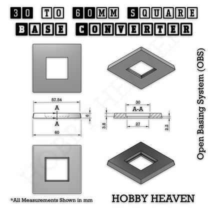 Square to Square Base Converters 3D Print Full Range