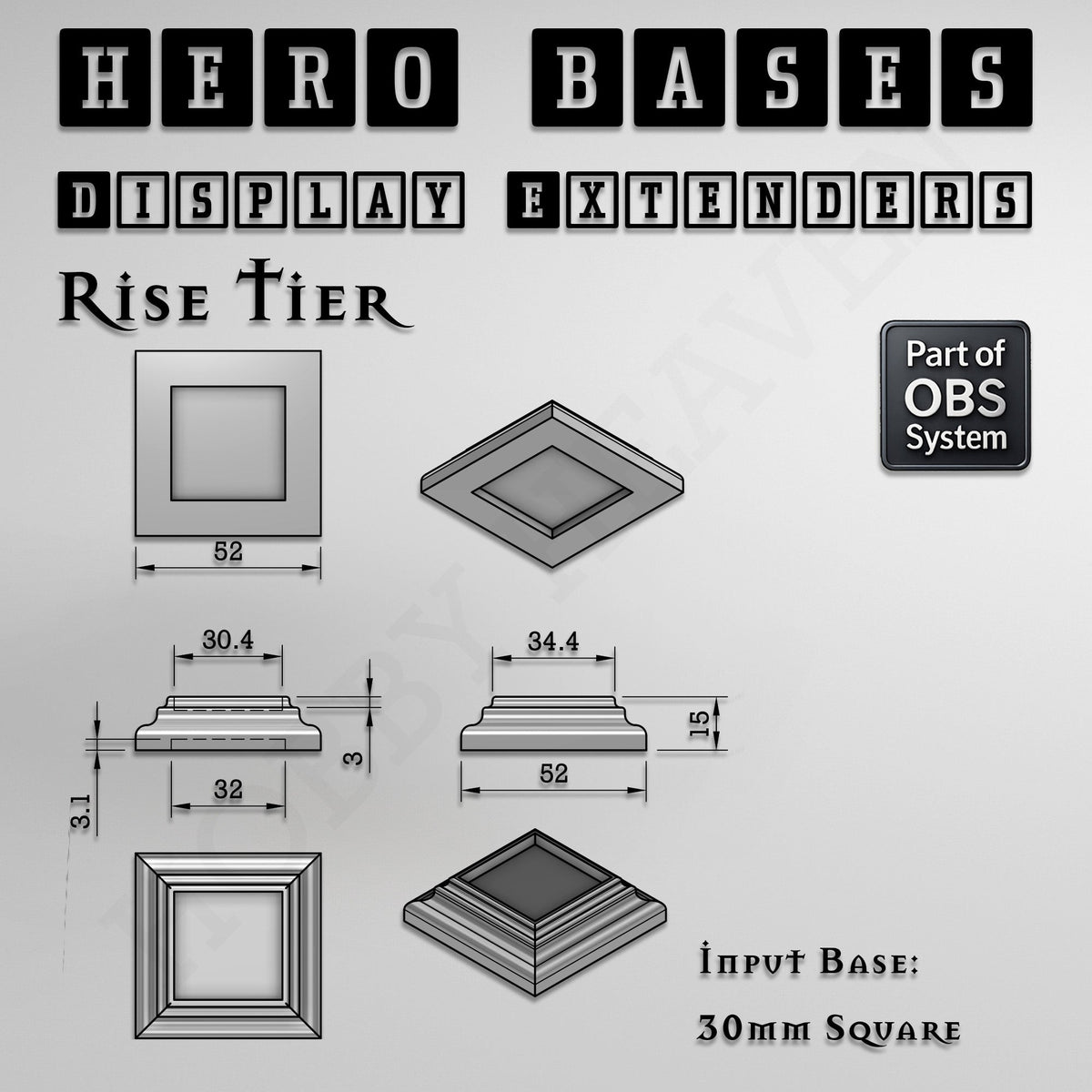 Hero Bases Display Extenders | Squares and Rectangles | Convert Gaming Bases to Display Bases & Plinths