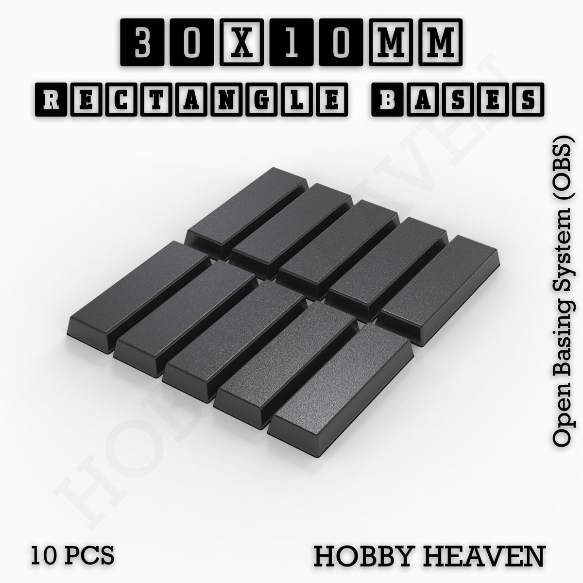 Rectangle Bases Small Sizes - 20x15mm to 75x25mm and up to 60x50mm Wide - 3D Print Tabletop Games