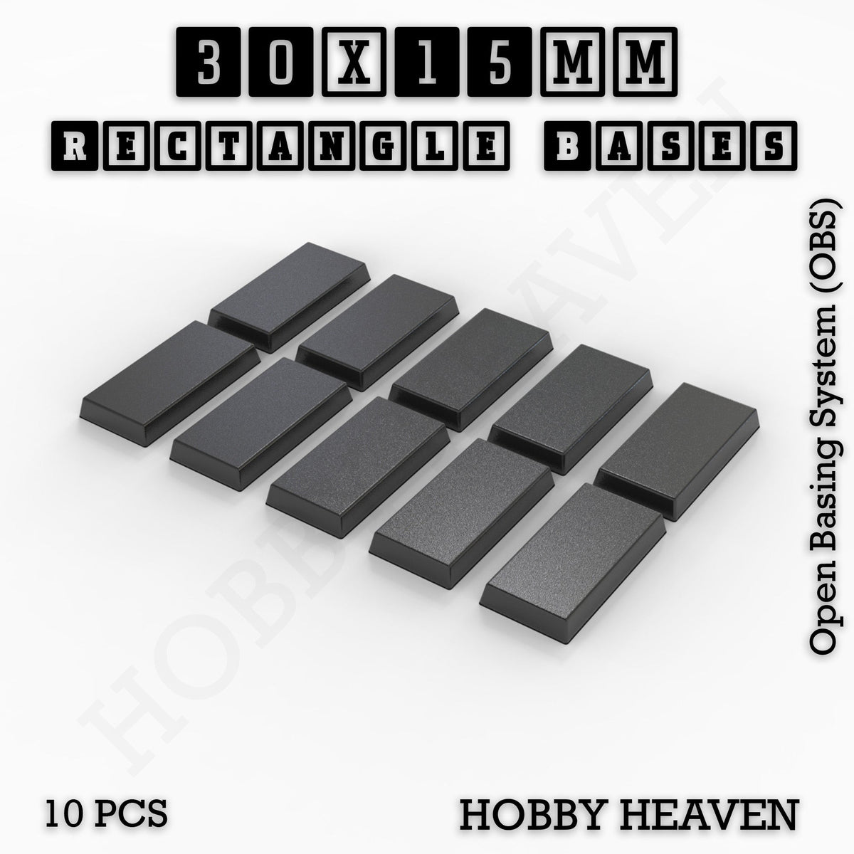 Rectangle Bases Small Sizes - 20x15mm to 75x25mm and up to 60x50mm Wide - 3D Print Tabletop Games