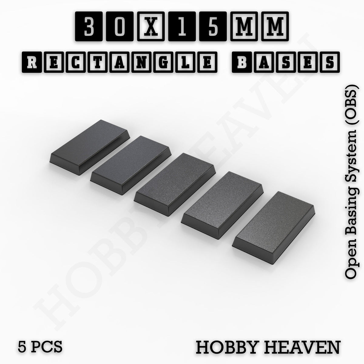 Rectangle Bases Small Sizes - 20x15mm to 75x25mm and up to 60x50mm Wide - 3D Print Tabletop Games