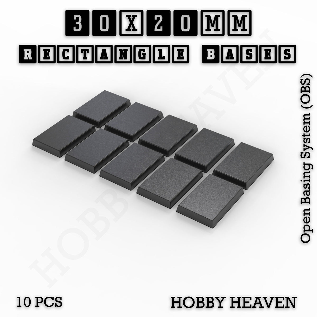 Rectangle Bases Small Sizes - 20x15mm to 75x25mm and up to 60x50mm Wide - 3D Print Tabletop Games