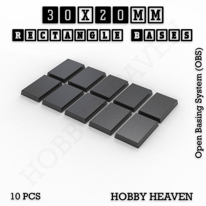 Rectangle Bases Small Sizes - 20x15mm to 75x25mm and up to 60x50mm Wide - 3D Print Tabletop Games