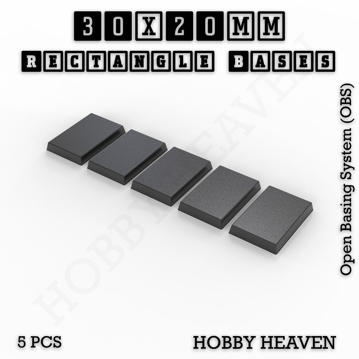 Rectangle Bases Small Sizes - 20x15mm to 75x25mm and up to 60x50mm Wide - 3D Print Tabletop Games