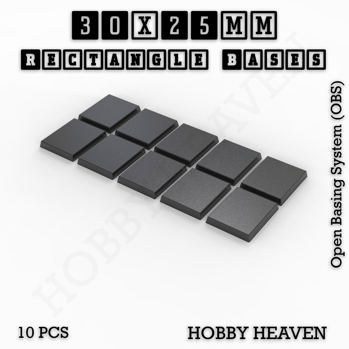 Rectangle Bases Small Sizes - 20x15mm to 75x25mm and up to 60x50mm Wide - 3D Print Tabletop Games