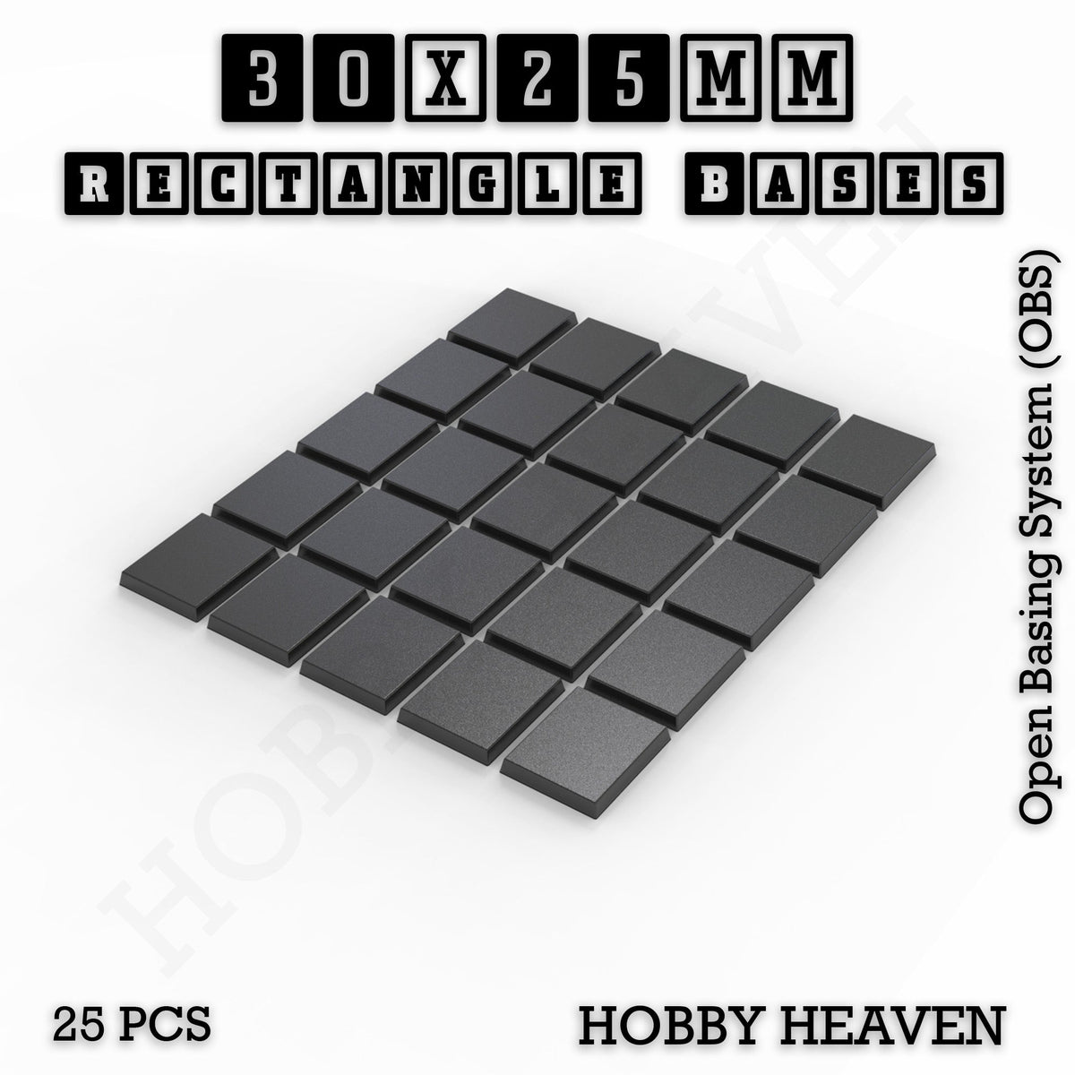 Rectangle Bases Small Sizes - 20x15mm to 75x25mm and up to 60x50mm Wide - 3D Print Tabletop Games