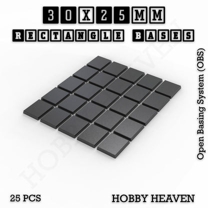 Rectangle Bases Medium Sizes - 75x30mm to 125x40mm and up to 100x90mm Wide - 3D Print Tabletop Games
