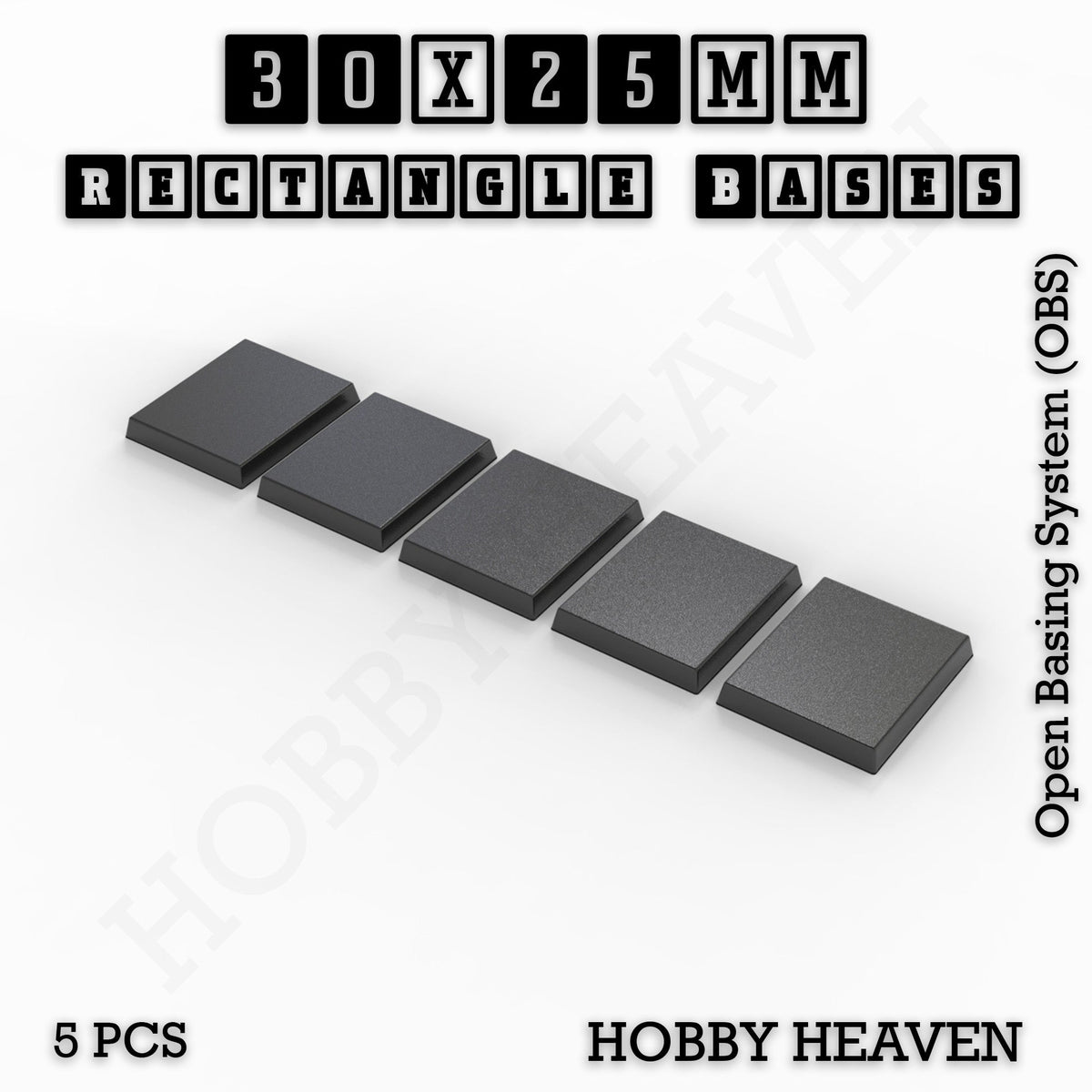 Rectangle Bases Medium Sizes - 75x30mm to 125x40mm and up to 100x90mm Wide - 3D Print Tabletop Games
