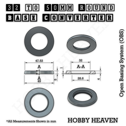 Round to Round Base Converters 3D Print Full Range