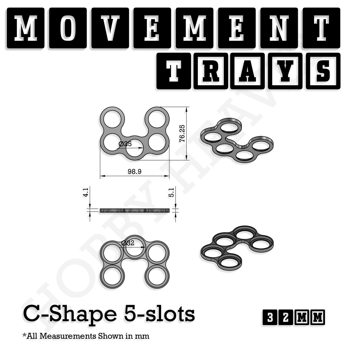 32mm Movement Trays for Tabletop Games | Compatible with Popular Miniatures | Full Range