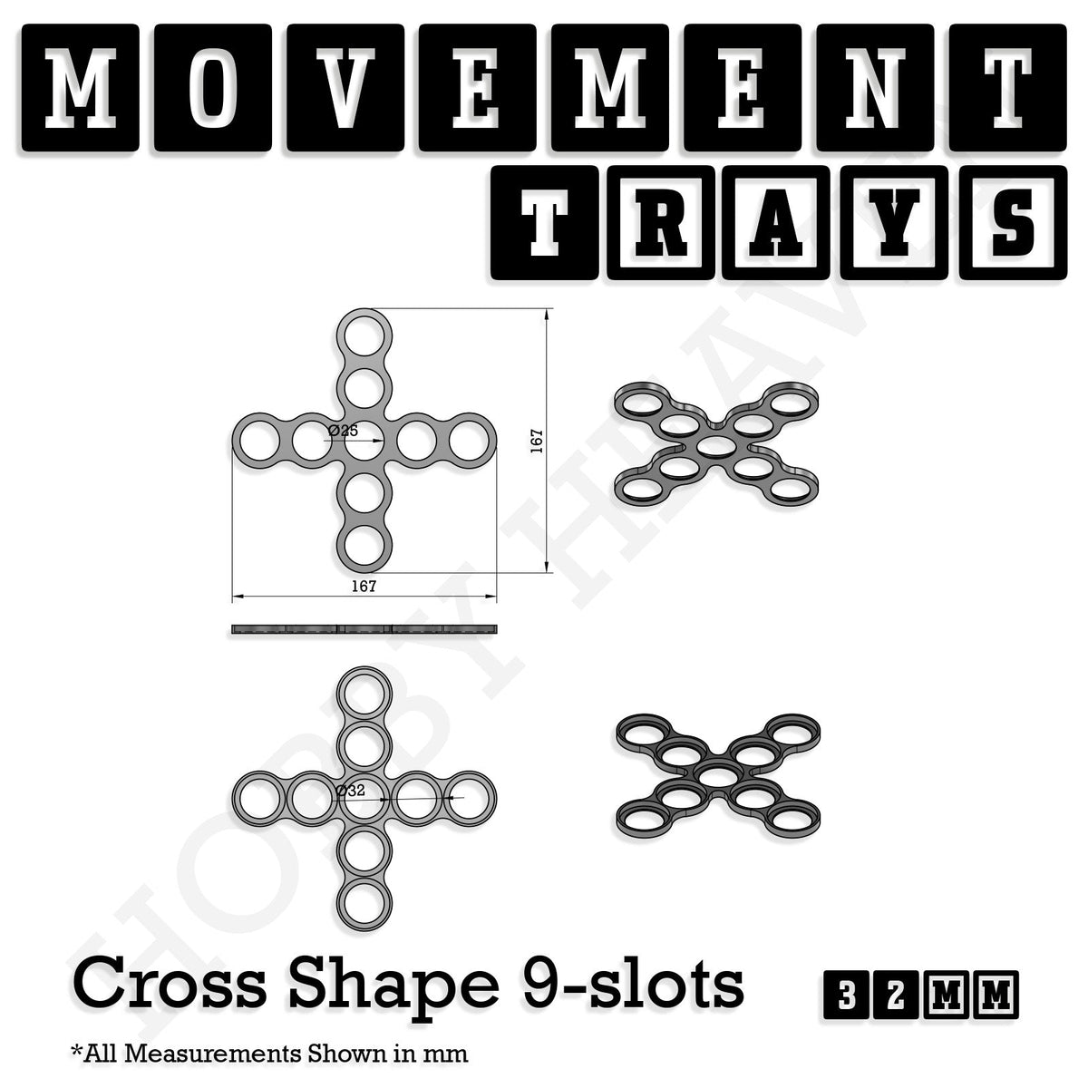 32mm Movement Trays for Tabletop Games | Compatible with Popular Miniatures | Full Range
