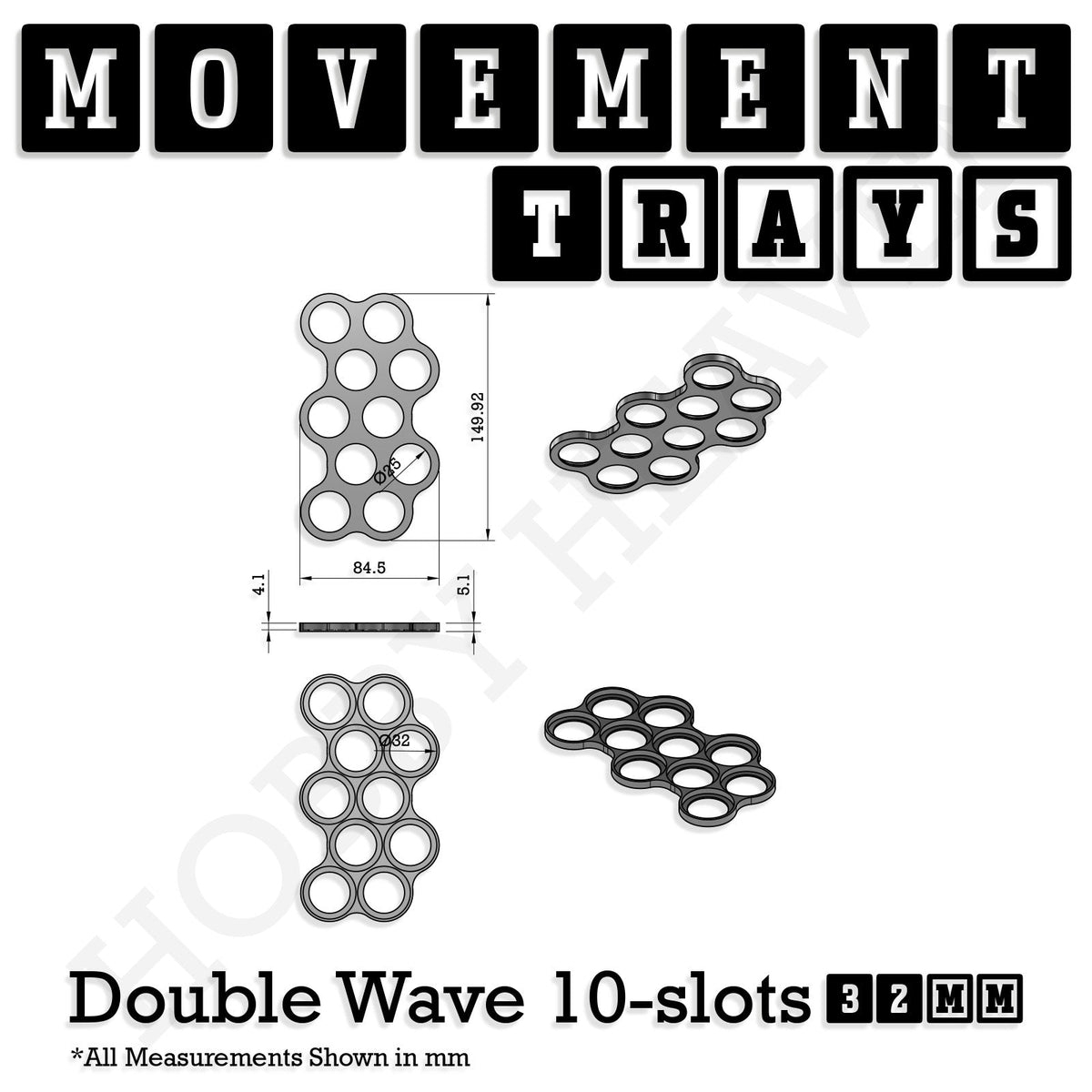 32mm Movement Trays for Tabletop Games | Compatible with Popular Miniatures | Full Range