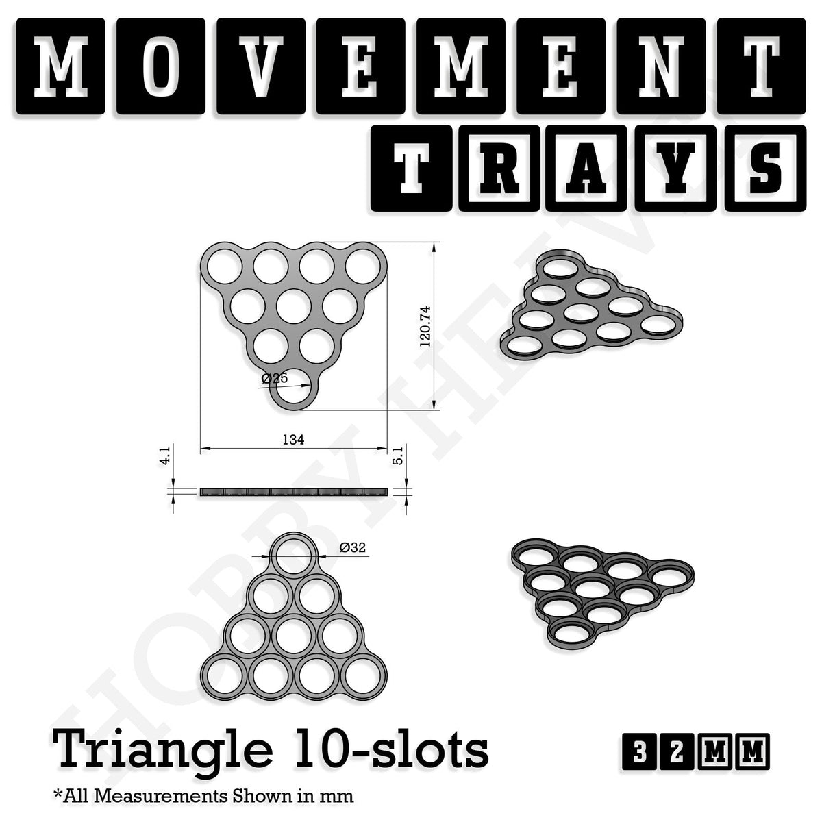 32mm Movement Trays for Tabletop Games | Compatible with Popular Miniatures | Full Range