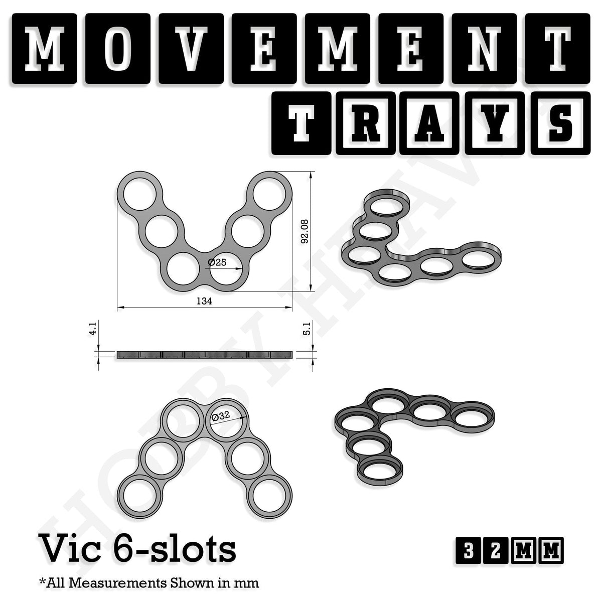 32mm Movement Trays for Tabletop Games | Compatible with Popular Miniatures | Full Range