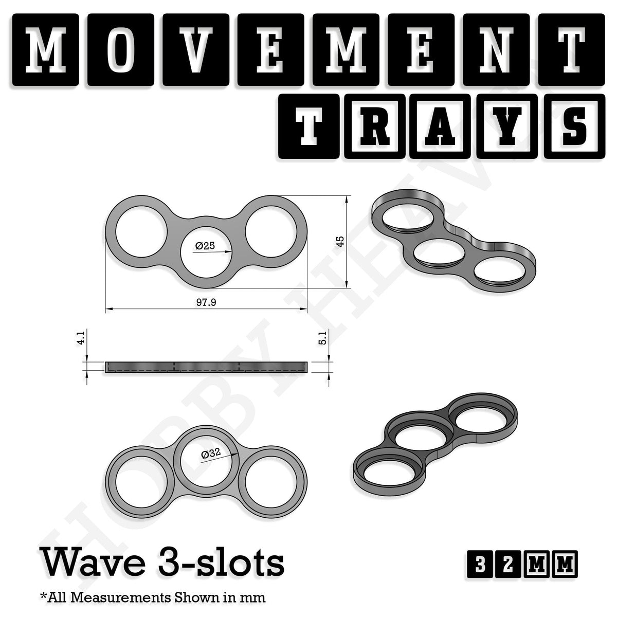 32mm Movement Trays for Tabletop Games | Compatible with Popular Miniatures | Full Range