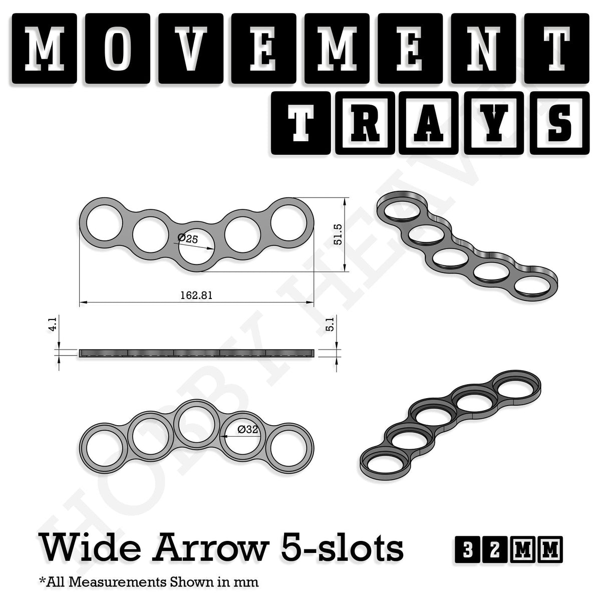32mm Movement Trays for Tabletop Games | Compatible with Popular Miniatures | Full Range