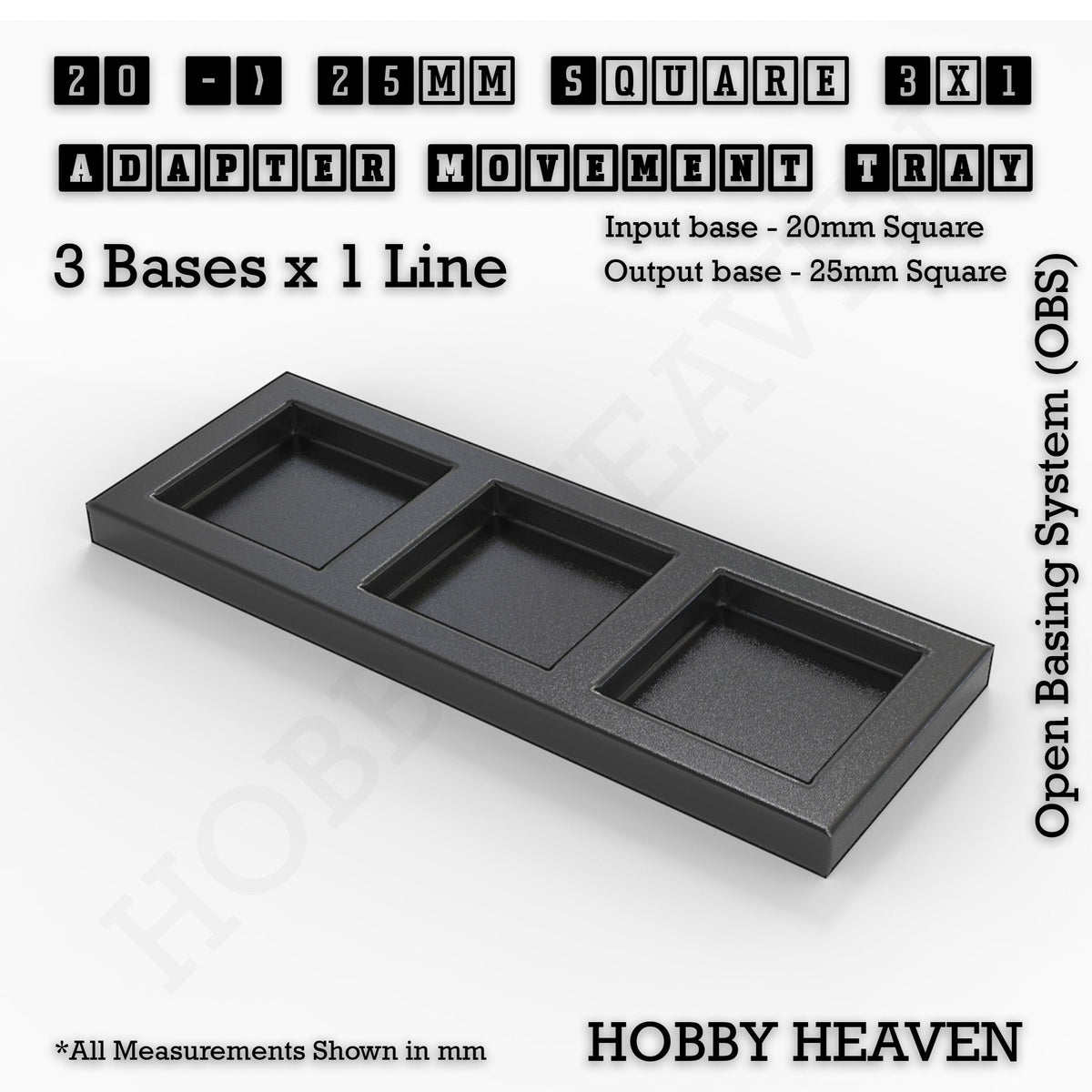 Square and Rectangle Movement Tray Adapters for Tabletop Games