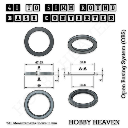 Round to Round Base Converters 3D Print Full Range