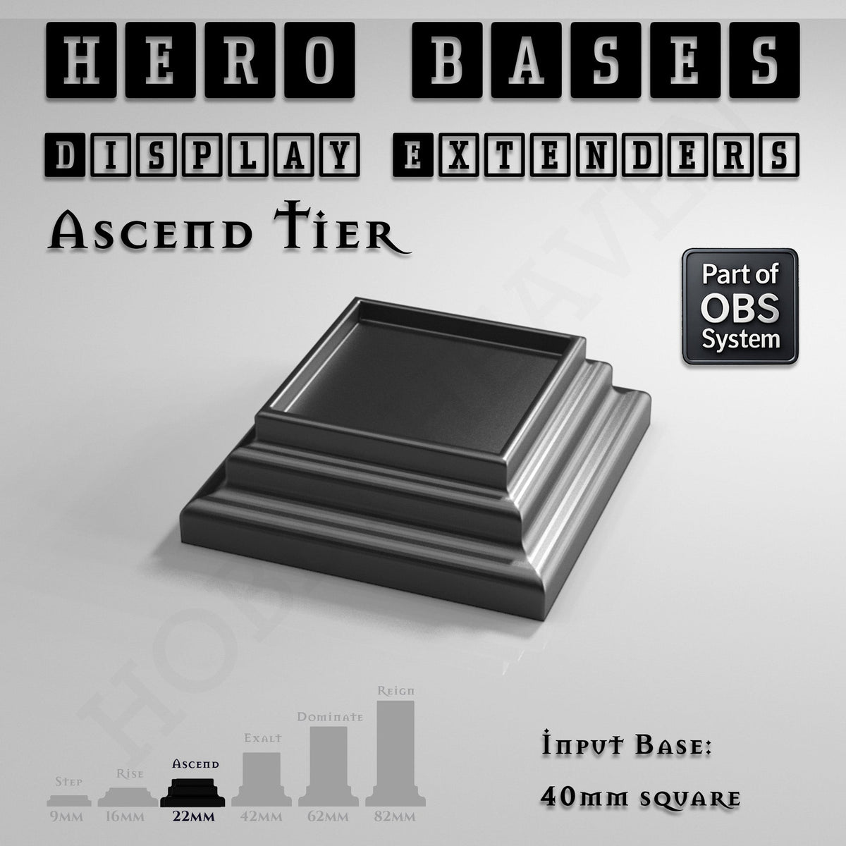 Hero Bases Display Extenders | Squares and Rectangles | Convert Gaming Bases to Display Bases & Plinths