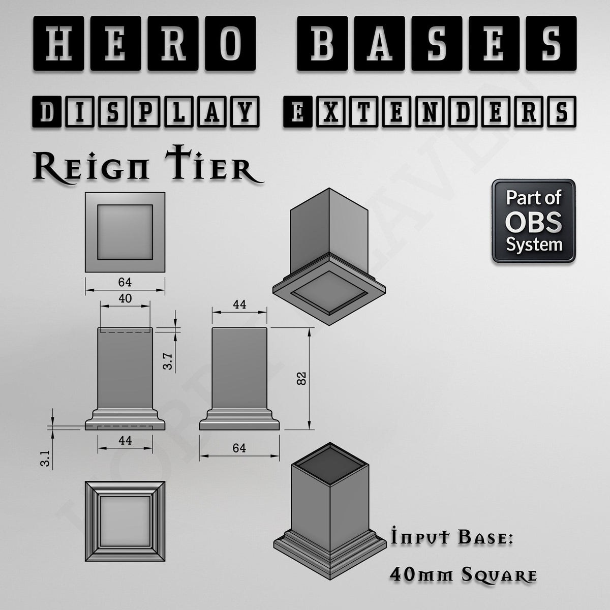 Hero Bases Display Extenders | Squares and Rectangles | Convert Gaming Bases to Display Bases & Plinths