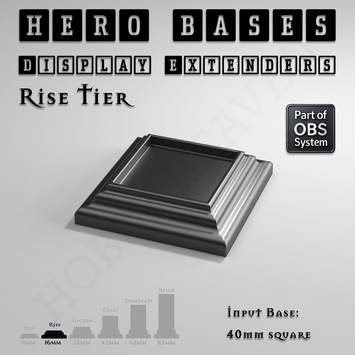 Hero Bases Display Extenders | Squares and Rectangles | Convert Gaming Bases to Display Bases & Plinths